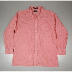 Savile Row Button Down‎ Shirt Mens Large. Red Checkered Single Needle Tailored.